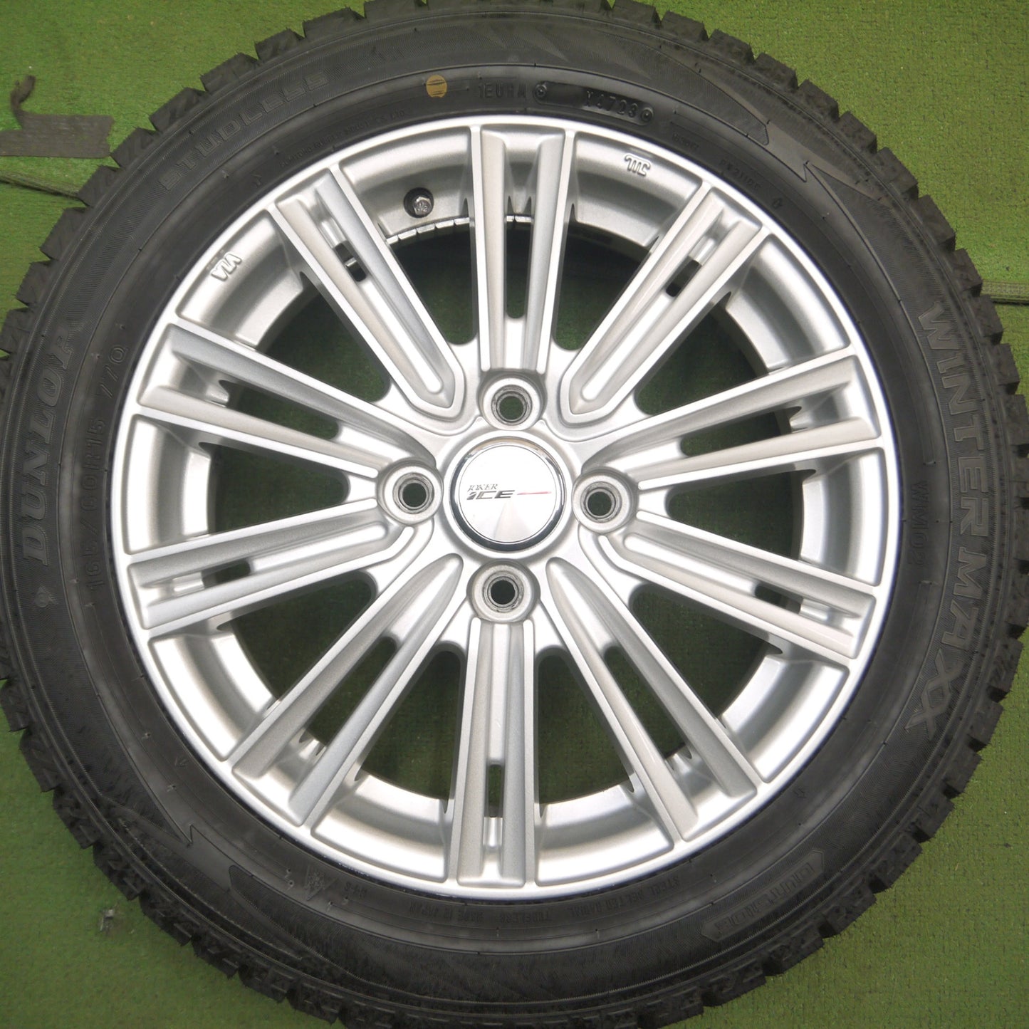 *送料無料* バリ溝！23年！綺麗！ほぼ10分★スタッドレス 165/60R15 ダンロップ ウインターマックス WM02 JOKER ICE ジョーカー アイス PCD100/4H★4072311Hス