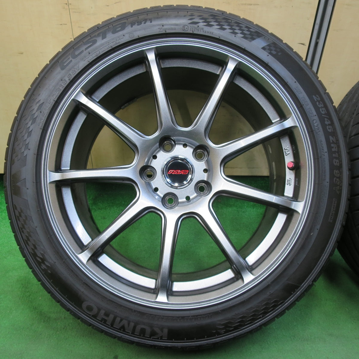 [送料無料] バリ溝！21年！キレイ！9.5分★G.Speed 235/45R18 クムホ エクスタ PS71 G-01 RAYS レイズ Gスピード 18インチ PCD114.3/5H★4101402イノ