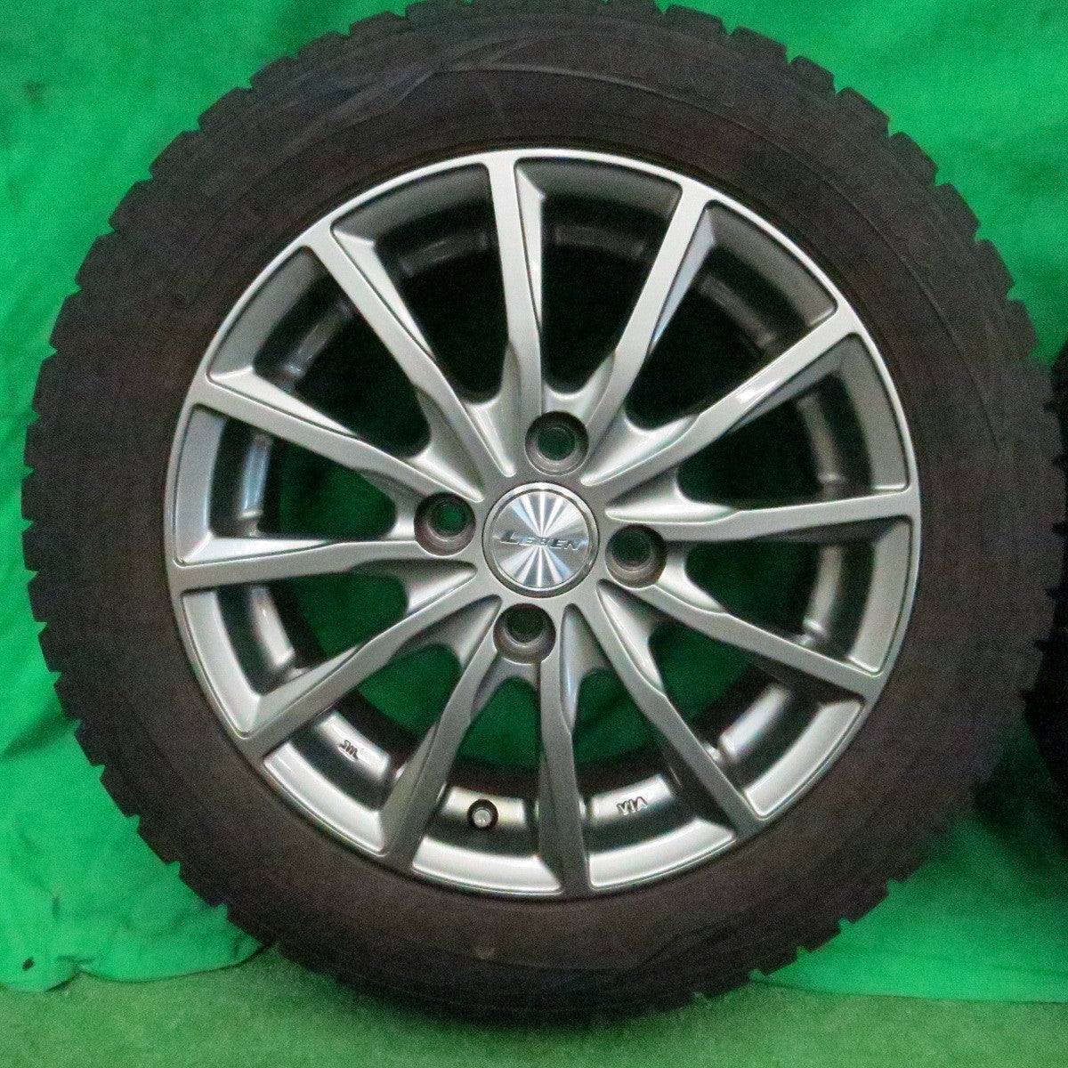 *送料無料* バリ溝！綺麗！9分★スタッドレス 165/65R14 ダンロップ ウインターマックス WM01 LEBEN レーベン 14インチ PCD100/4H★4050303ナス