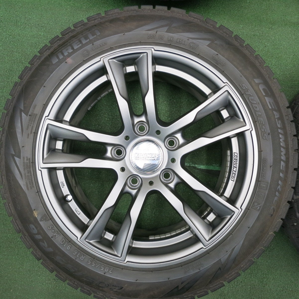 *送料無料* バリ溝！キレイ！9.5分★BMW等 KELLENERS Sport 205/55R16 スタッドレス ピレリ アイスアシンメトリコ ケレナーズ 16インチ PCD120/5H★4041007TNス