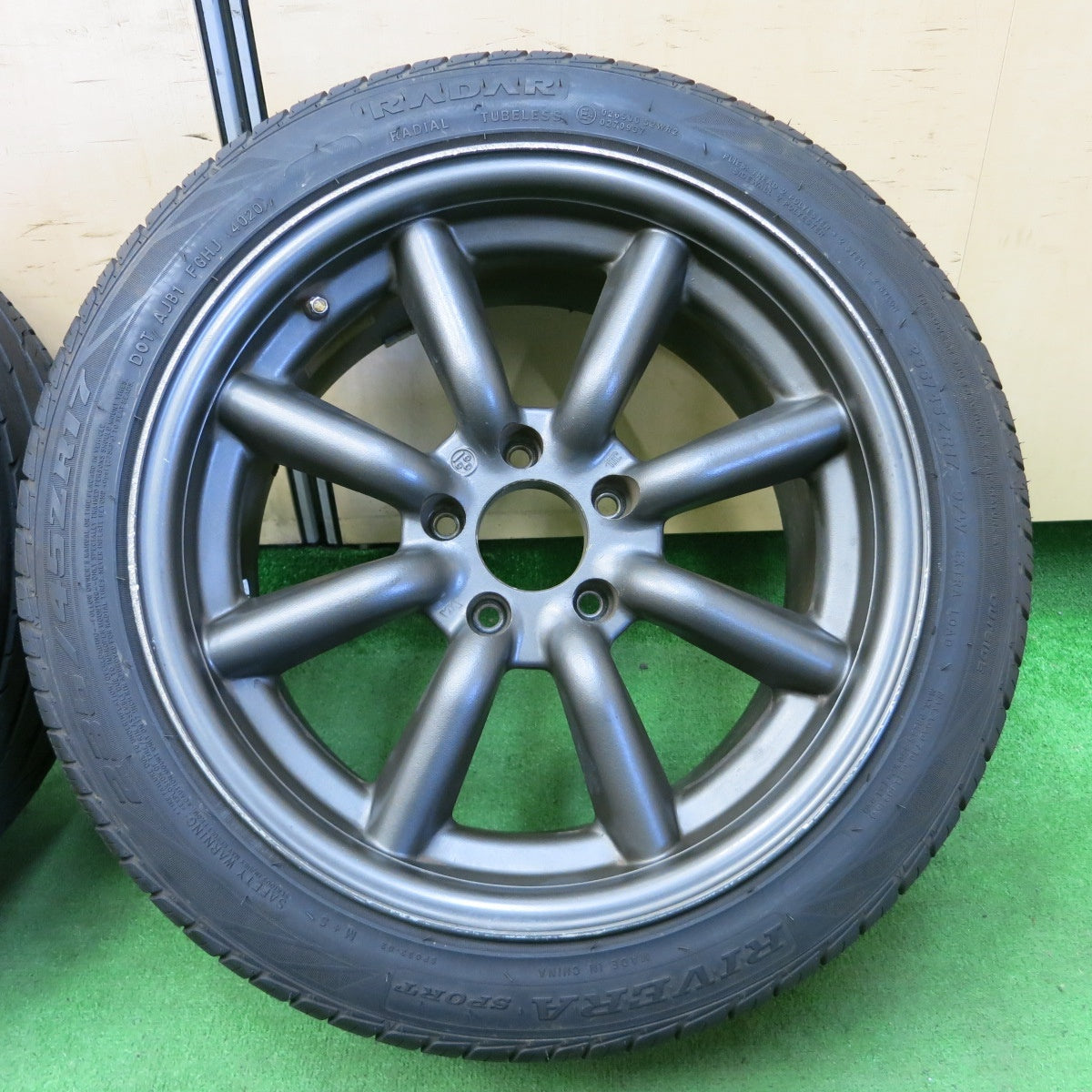 *送料無料* バリ溝！20年！9.5分★希少 ワタナベ 8スポーク 235/45R17 レーダー RIVERA SPORT 17インチ PCD114.3/5H★4061403ナノ