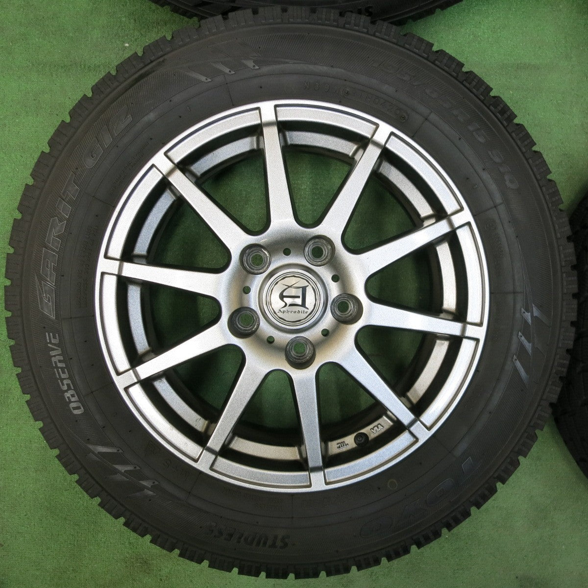 [送料無料] バリ溝！20年！キレイ！9.5分★スタッドレス 195/65R15 トーヨー オブザーブ ガリット GIZ Aphrodite アフロディーテ 15インチ PCD114.3/5H★4121802SYス