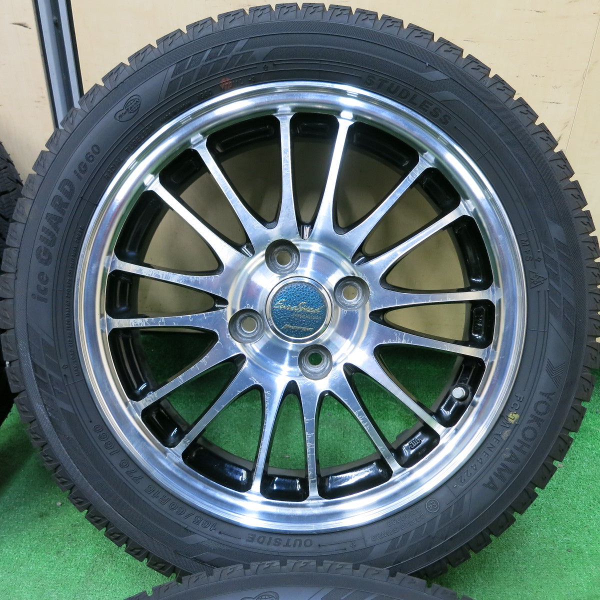 *送料無料* バリ溝！22年！ほぼ10分★スタッドレス 165/60R15 ヨコハマ アイスガード iG60 EuroSpeed MANARAY SPORT マナレイ PCD100/4H★4072508SYス