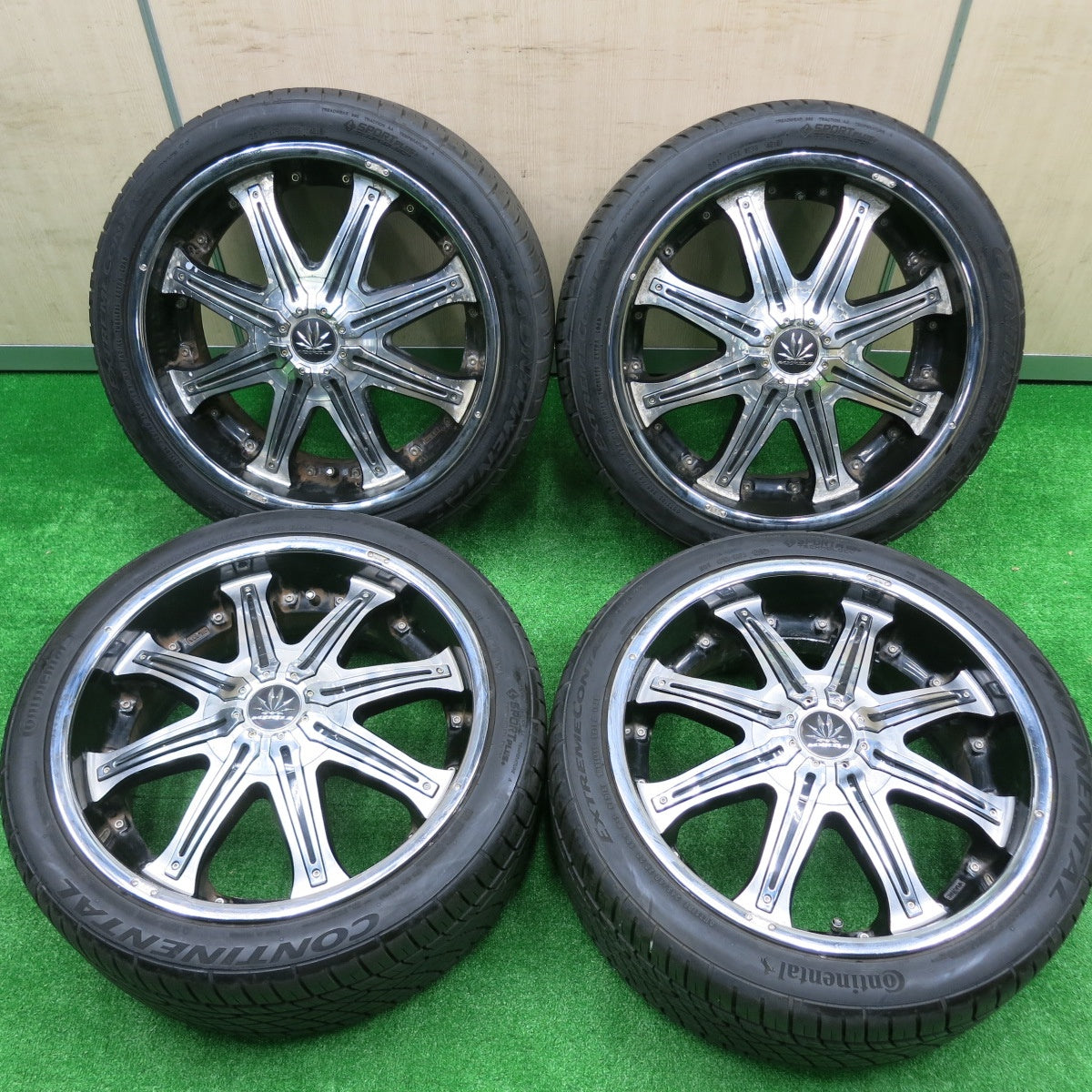 *送料無料* バリ溝！9.5分★MYRTLE 2 FACE クリムソン 245/40R20 コンチネンタル エクストリームコンタクト DWS06 マーテル PCD114.3 120/5H マルチ★4073001HAノ