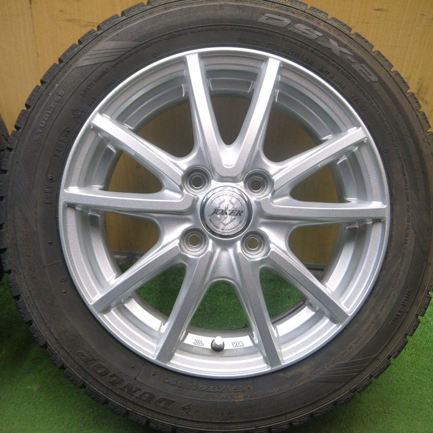 *送料無料* 4本価格★スタッドレス 155/65R14 ダンロップ DSX-2 JOKER ジョーカー 14インチ PCD100/4H★4072301Hス