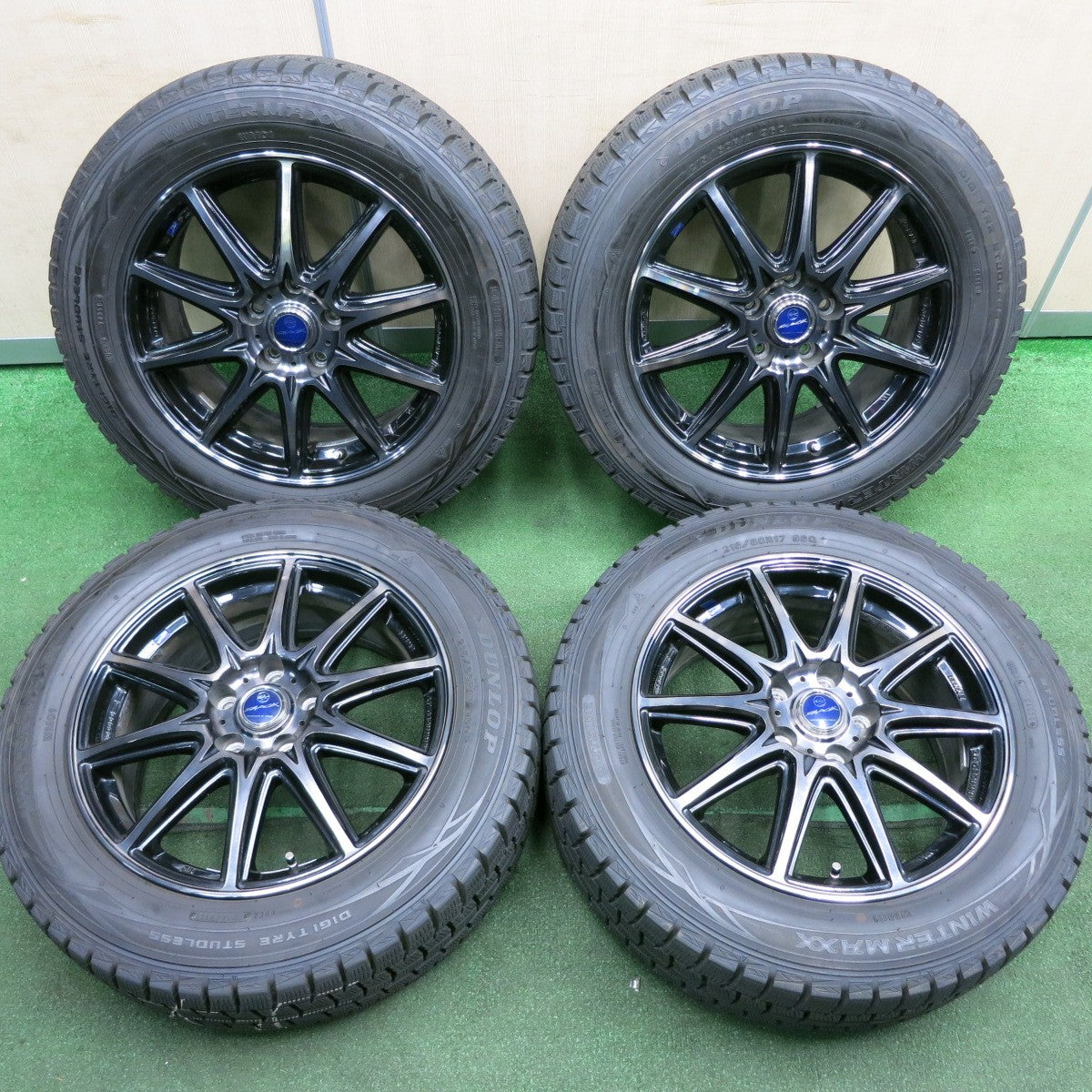 *送料無料* バリ溝！9.5分★スタッドレス 215/60R17 ダンロップ ウインターマックス WM01 SMACK ENKEI スマック エンケイ PCD114.3/5H★4042004HAス