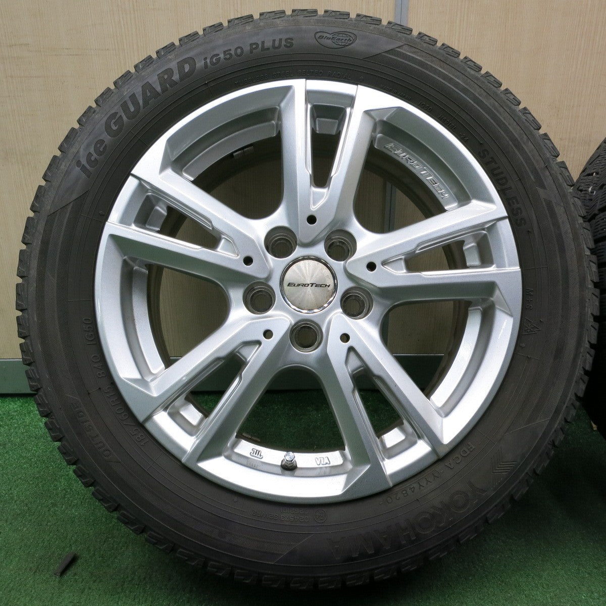 *送料無料* バリ溝！20年！キレイ！8.5分★スタッドレス 185/60R15 ヨコハマ アイスガード iG50 プラス EUROTECH ユーロテック 15インチ PCD100/5H★4042504NJス