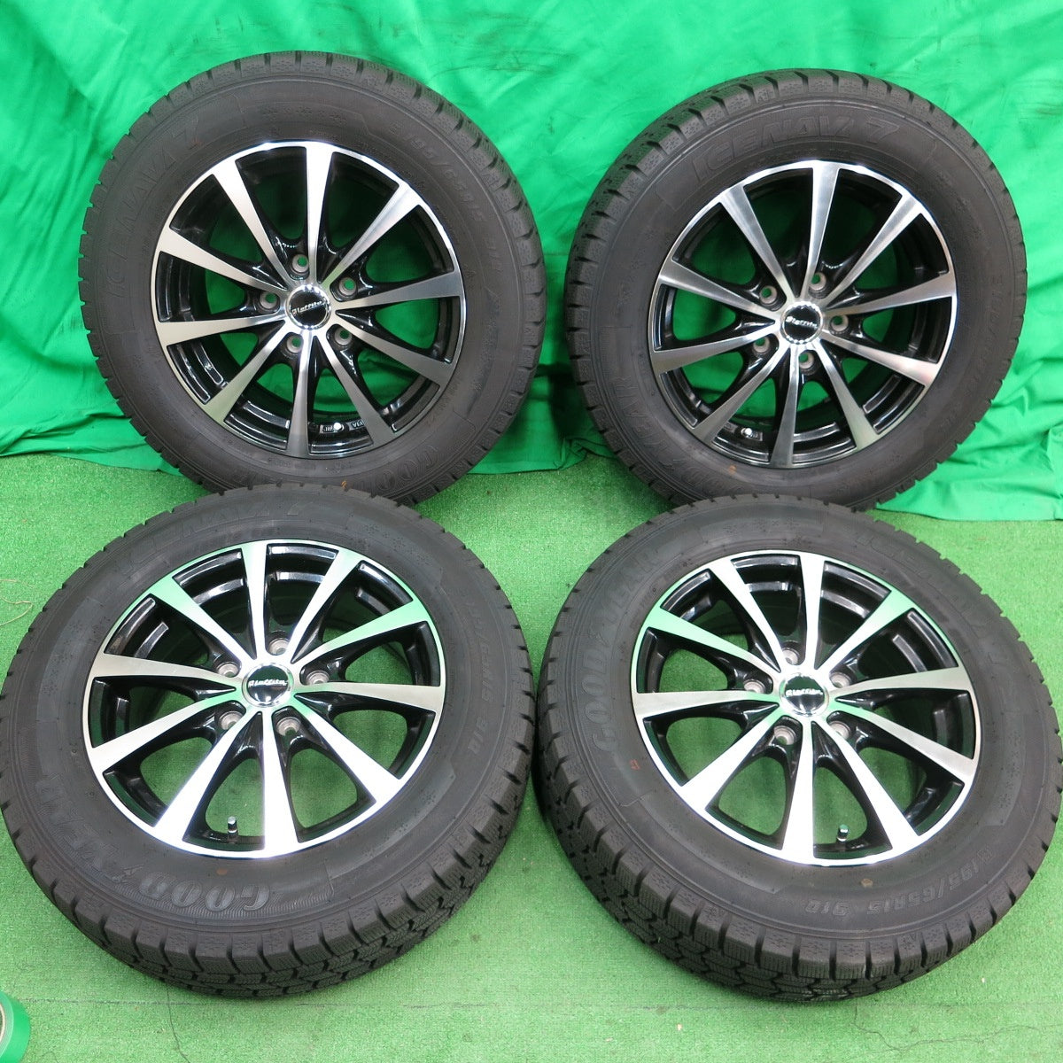 *送料無料* バリ溝！21年！キレイ！9分★スタッドレス 195/65R15 グッドイヤー アイスナビ7 Laffite ラフィット 15インチ PCD114.3/5H★4042202ナス