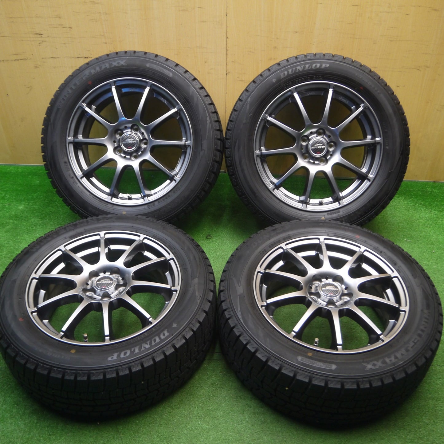 [送料無料] 超バリ溝！22年！キレイ！9.5分以上★インプレッサ 等 205/55R16 スタッドレス ダンロップ ウインターマックス WM02 SCHNEIDER MiD シュナイダー 16インチ PCD100/5H★5010705Hス