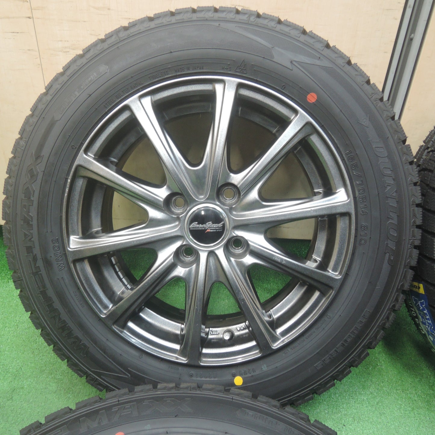 *送料無料* タイヤのみ未使用！21年★スタッドレス 165/70R14 ダンロップ ウインターマックス WM02 EuroSpeed MANARAY SPORT PCD100/4H★4032006SYス