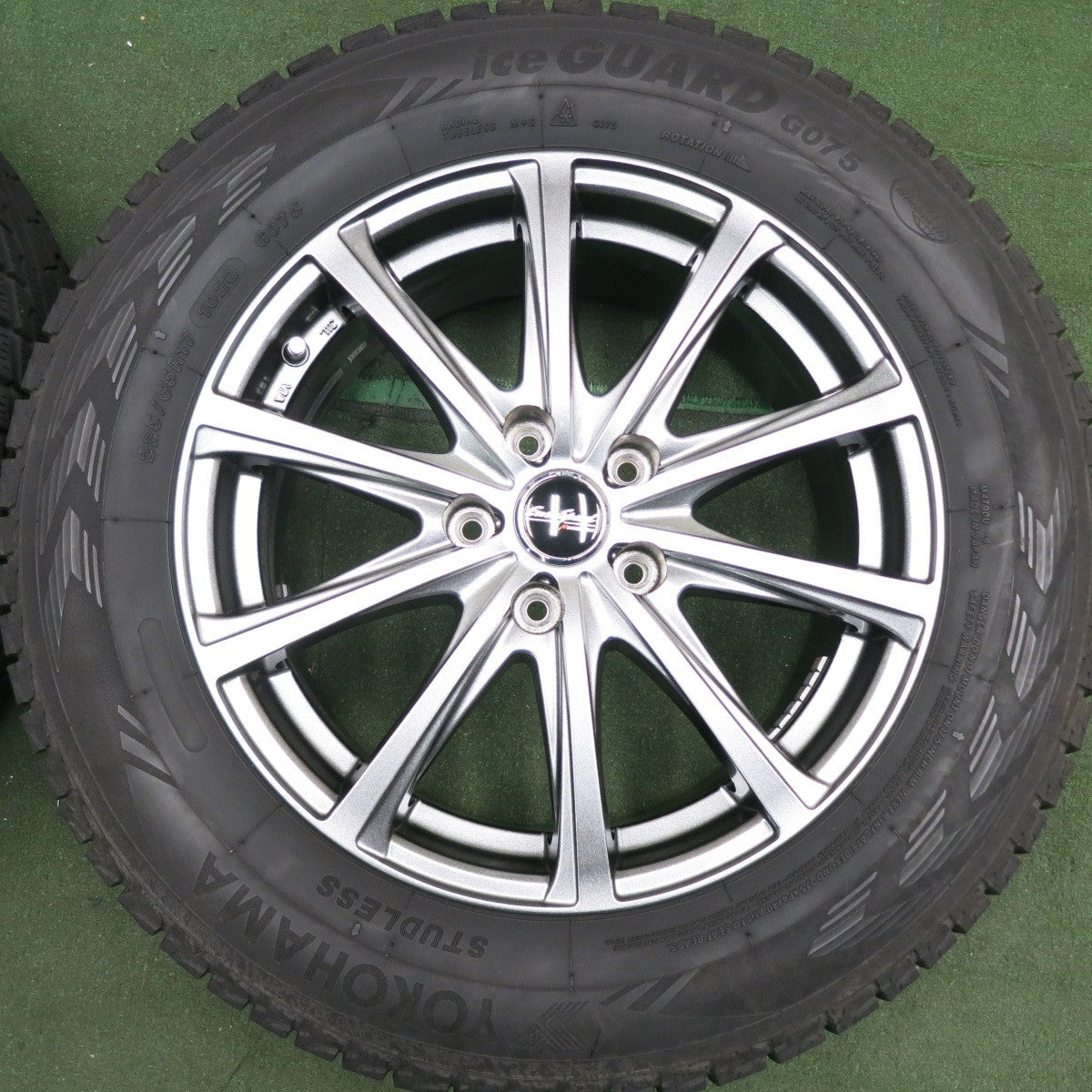 *送料無料* バリ溝！キレイ！9分★スタッドレス 225/65R17 ヨコハマ アイスガード G075 EuroSpeed MANARAY SPORT PCD114.3/5H★4061302HAス