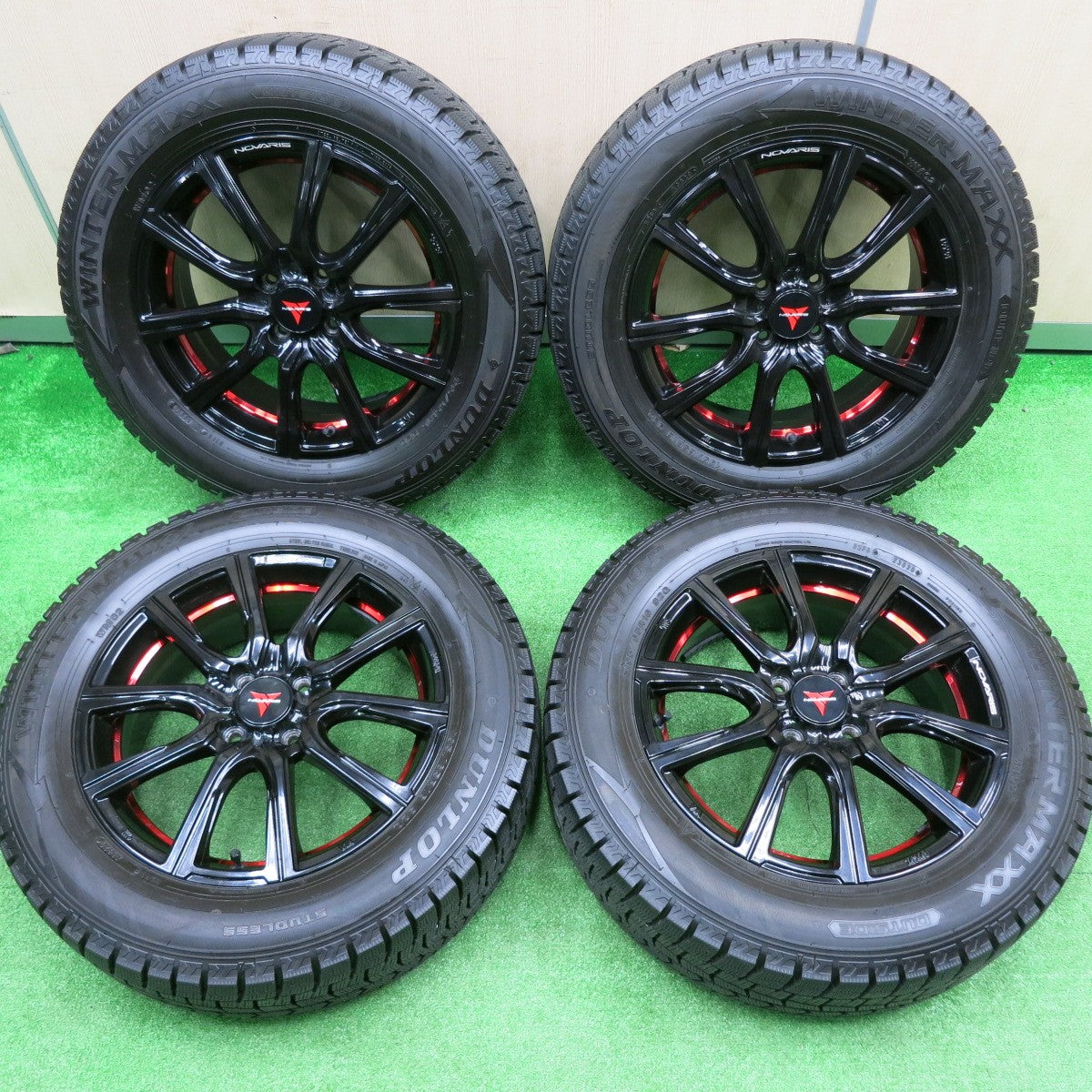 [送料無料] バリ溝！20年！9.5分★スタッドレス 195/65R16 ダンロップ ウインターマックス WM02 NOVARIS ROHGUE CB ノヴァリス ローグ PCD100/4H★4100202HAス