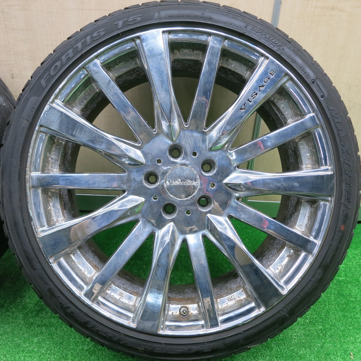 *送料無料* バリ溝！21年！9.5分★ROJAM VISAGE 245/35R20 マックストレック FORTIS T5 ATR SPORT ロジャム ヴィサージュ PCD114.3/5H★4073003HAノ