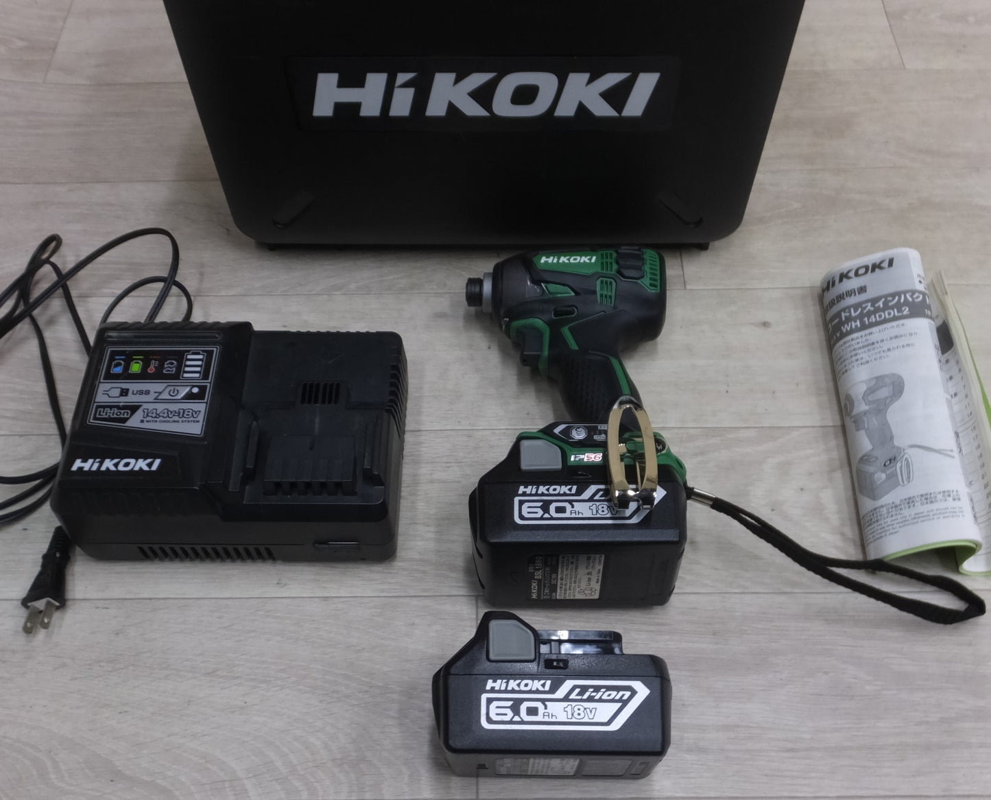 [送料無料] キレイ!バッテリー2個◆ハイコーキ HiKOKI コードレス インパクト ドライバ 18V WH18DDL2 充電器 ケース 付き 電動 工具◆