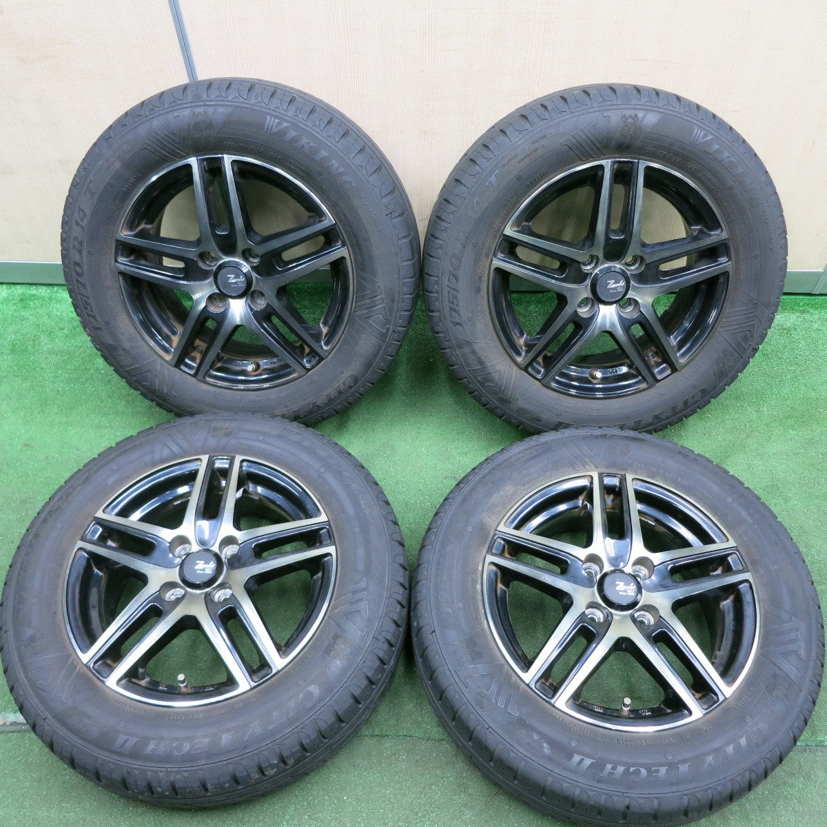 *送料無料* バリ溝！8.5分★175/70R14 バイキング CITYTECH2 Zmeist VS-1 14インチ PCD100/4H★4070904HAノ