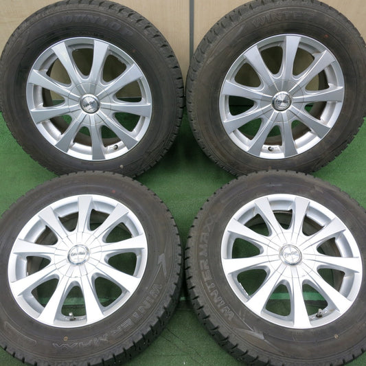 *送料無料* バリ溝！21年！キレイ！9.5分★スタッドレス 205/65R16 ダンロップ ウインターマックス WM02 EuroMax MANARAY SPORT PCD100 114.3/5H マルチ★4051806NJス