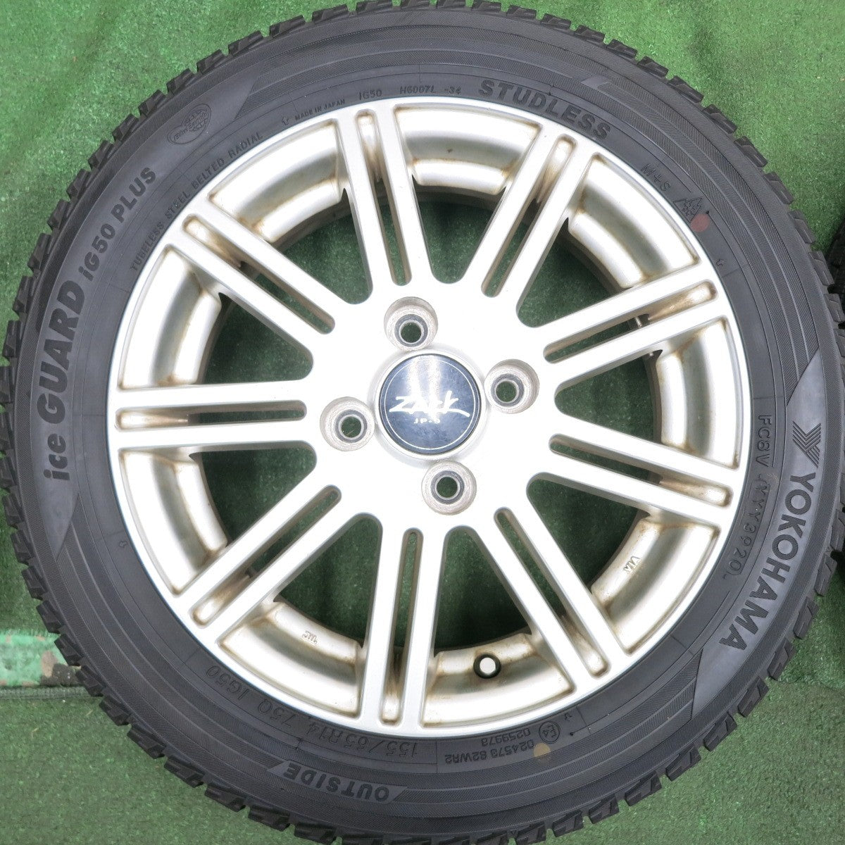 *送料無料* 超バリ溝！20年！ほぼ10分★スタッドレス 155/65R14 ヨコハマ アイスガード iG50 プラス ZACK JP-9 ザック 14インチ PCD100/4H★4062806HAス