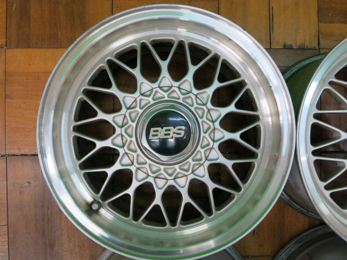 *送料無料* 4本価格 当時物 希少★BBS RS マツダ RX-7 FC3S 純正 OP アルミ ホイール 6.5J×15 PCD114.3/5H★2032307ヒホ