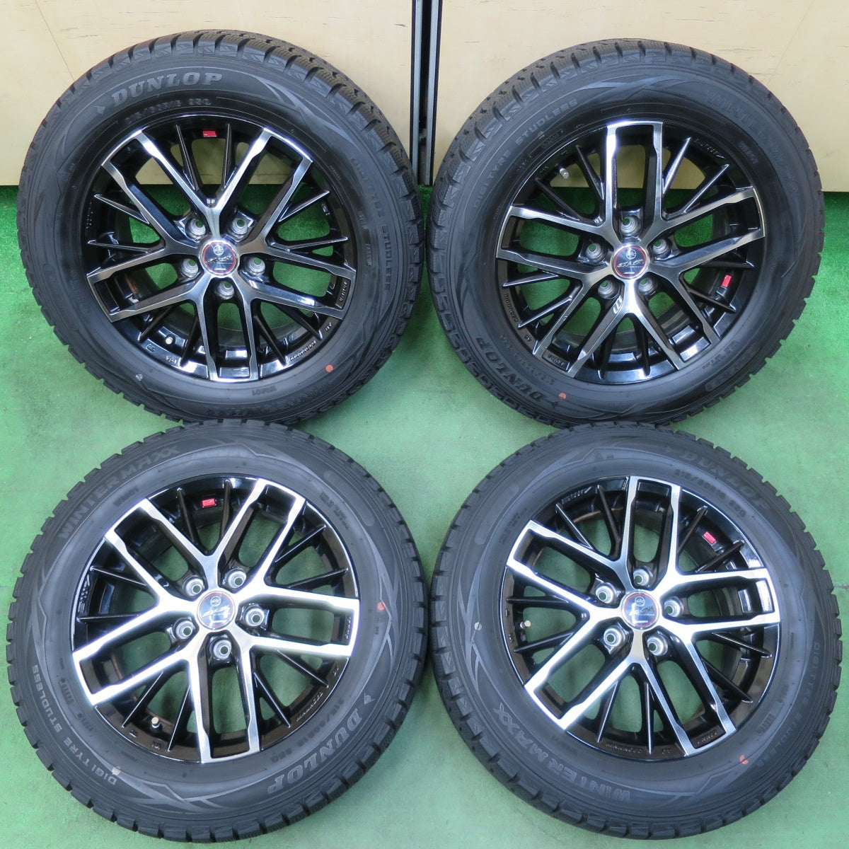 [送料無料] バリ溝！9分★スタッドレス 215/60R16 ダンロップ ウインターマックス WM01 SMACK ENKEI AME スマック エンケイ 16インチ PCD114.3/5H★5012910イス