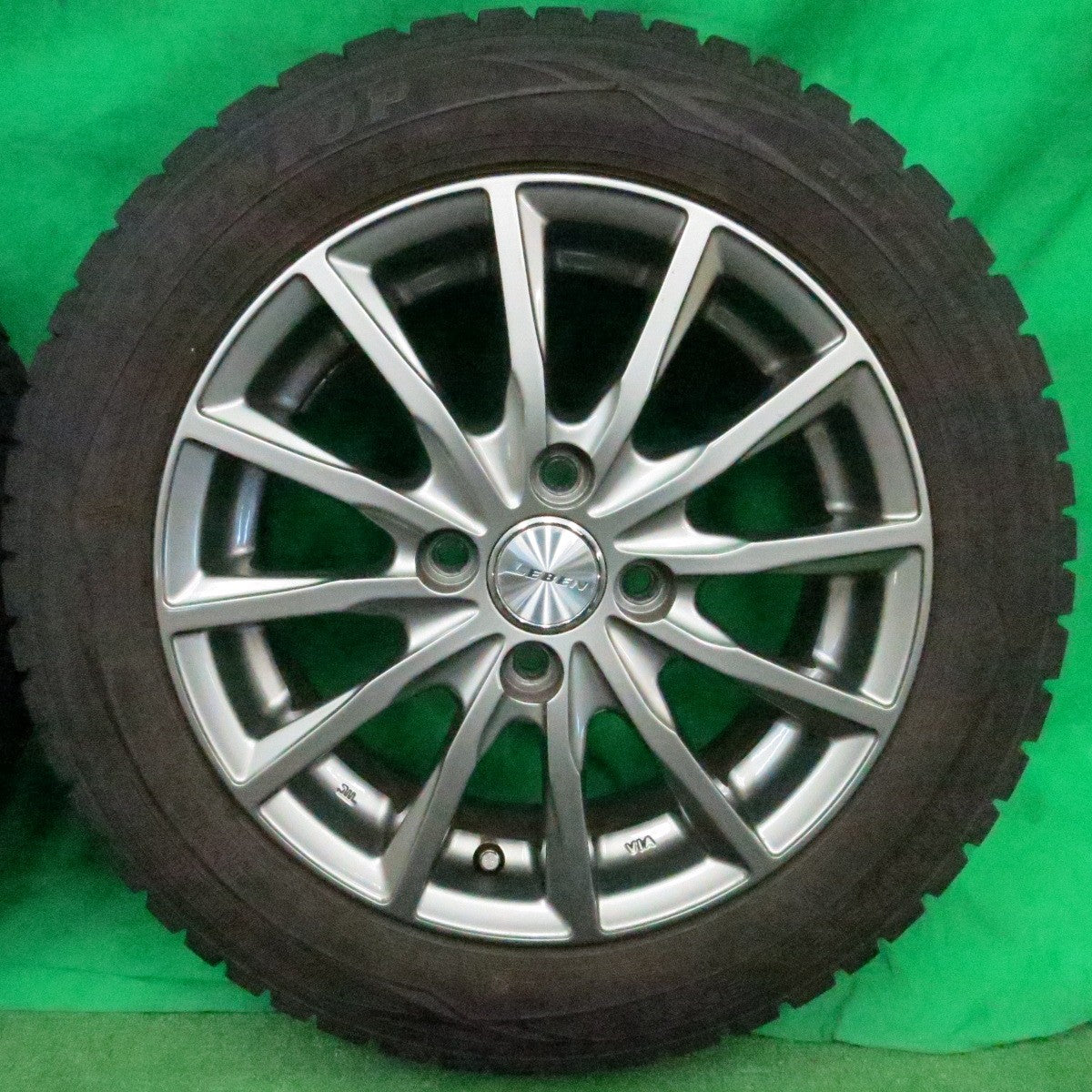 *送料無料* バリ溝！綺麗！9分★スタッドレス 165/65R14 ダンロップ ウインターマックス WM01 LEBEN レーベン 14インチ PCD100/4H★4050303ナス