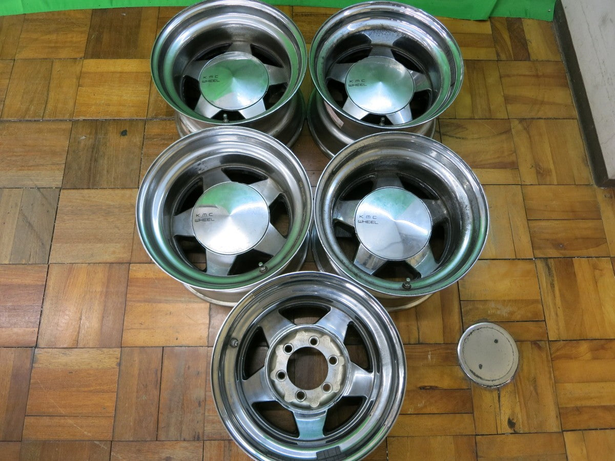 [送料無料] 5本価格 激レア 深リム★ランクル 等 KMC WHEEL 16.5×9.75 KMC ホイール 16.5インチ PCD139.7/6H★2032904ヒホ