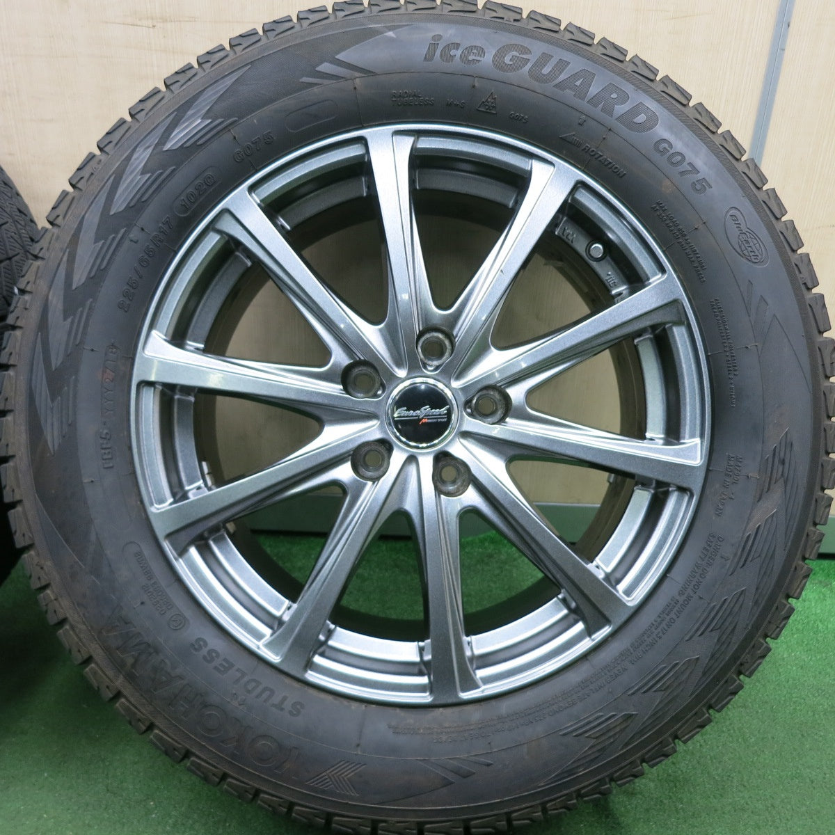 *送料無料* バリ溝！キレイ！9分★スタッドレス 225/65R17 ヨコハマ アイスガード G075 EuroSpeed MANARAY SPORT PCD114.3/5H★4061302HAス