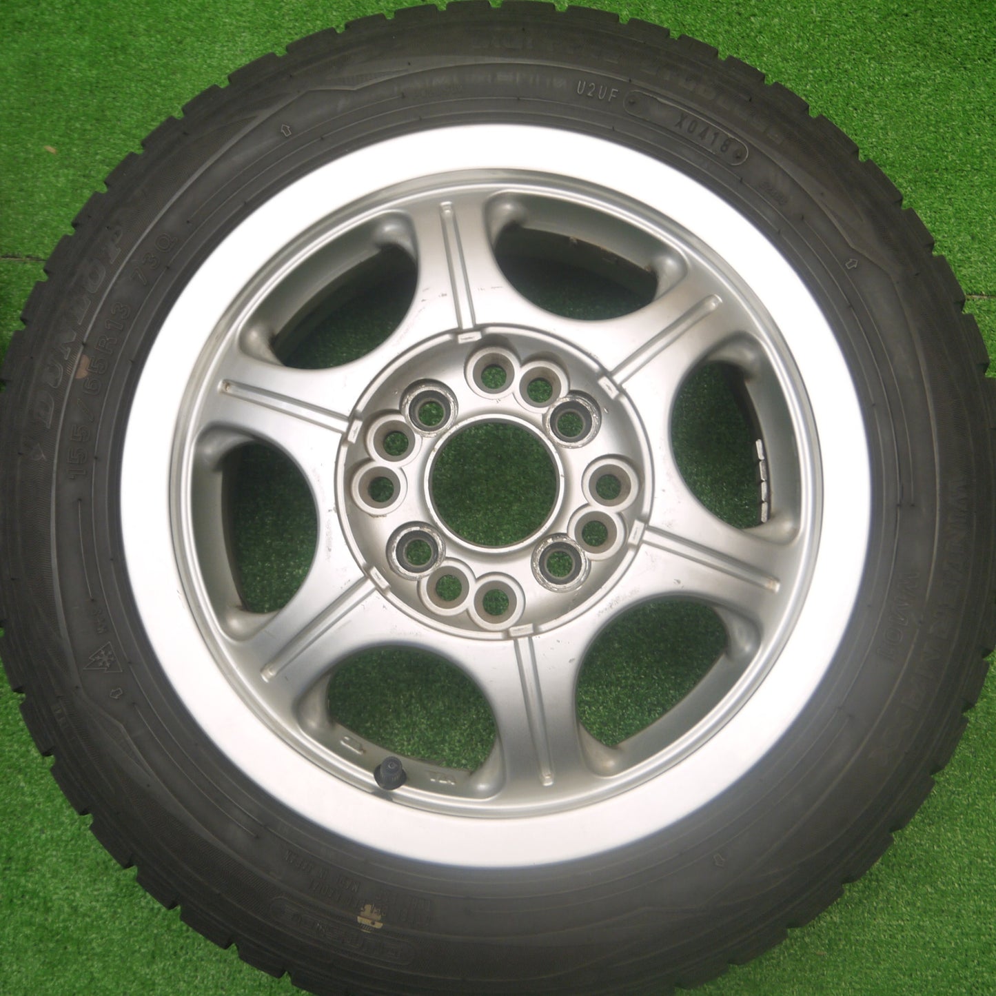 *送料無料* 4本価格★スタッドレス 155/65R13 ダンロップ ウインターマックス WM01 社外 アルミ PCD100 110 114.3/4H マルチ★4082006Hス