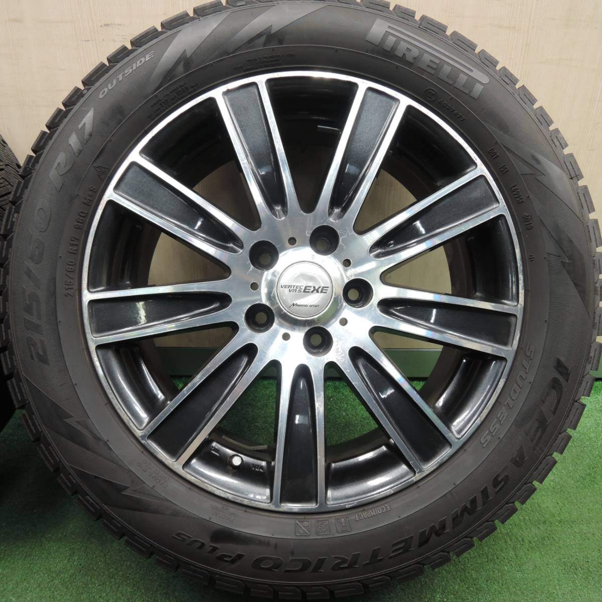 [送料無料] バリ溝！8.5分★スタッドレス 215/60R17 ピレリ アイスアシンメトリコ プラス VERTEC VR-5 EXE MANARAY SPORT PCD114.3/5H★4021710HAス