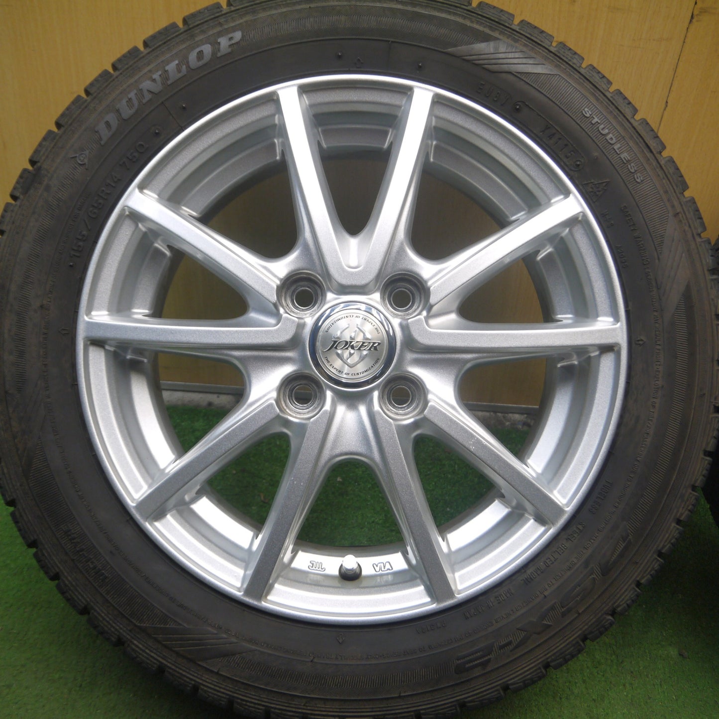 *送料無料* 4本価格★スタッドレス 155/65R14 ダンロップ DSX-2 JOKER ジョーカー 14インチ PCD100/4H★4072301Hス