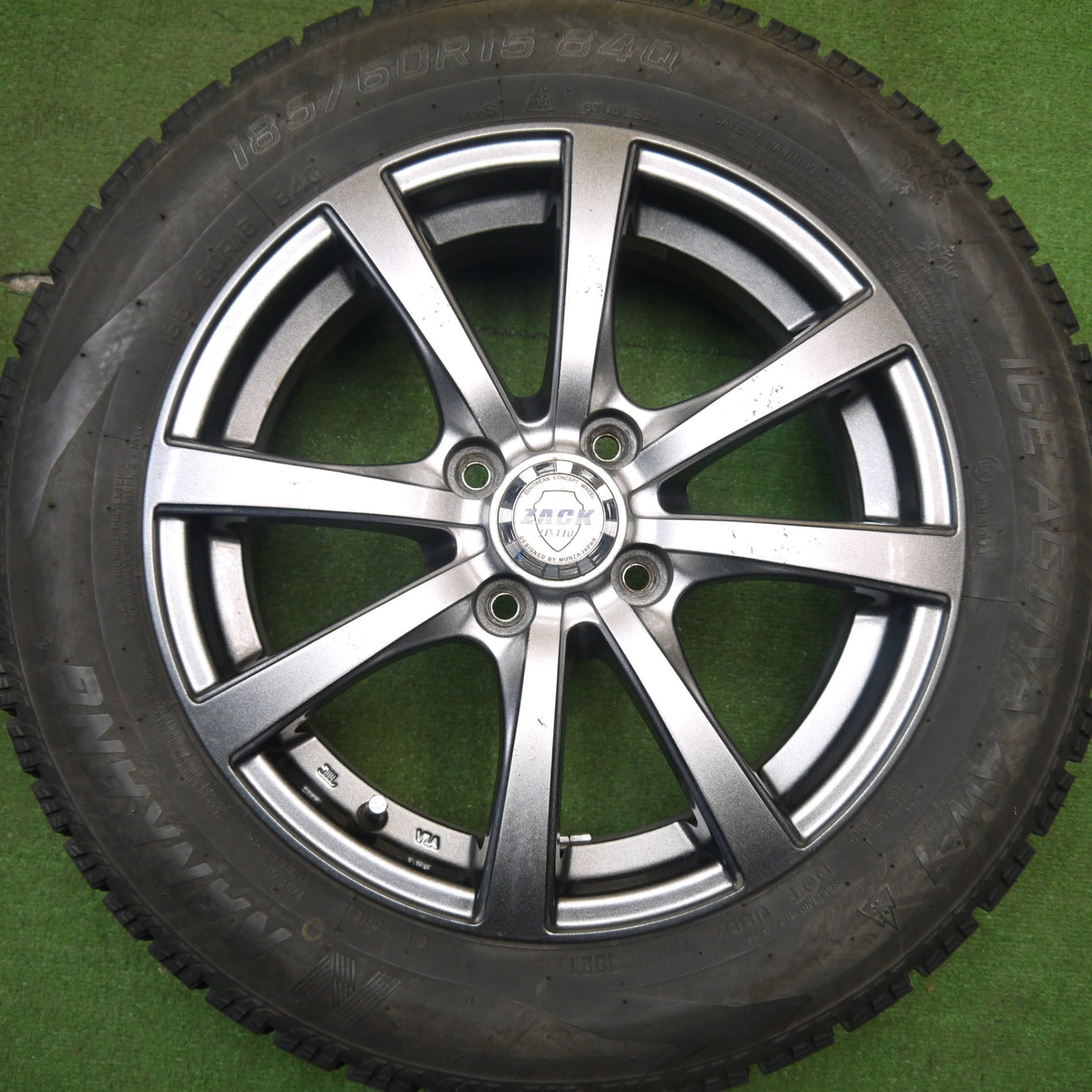 [送料無料] バリ溝！21年！9分★スタッドレス 185/60R15 ナンカン アイスアクティバ AW-1 ZACK JP-110 MONZA ザック 15インチ PCD100/4H★5040802Hス