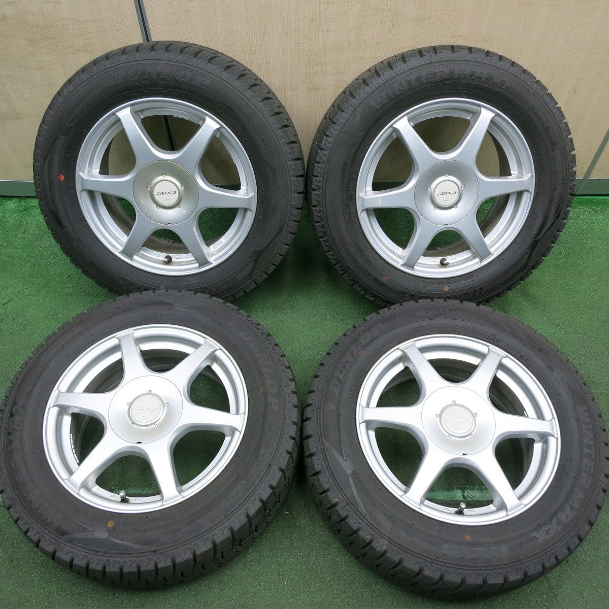 *送料無料* バリ溝！23年！ほぼ10分★スタッドレス 195/65R15 ダンロップ ウインターマックス WM02 ZAPPER weds PCD100 114.3/5H マルチ★4052702HAス