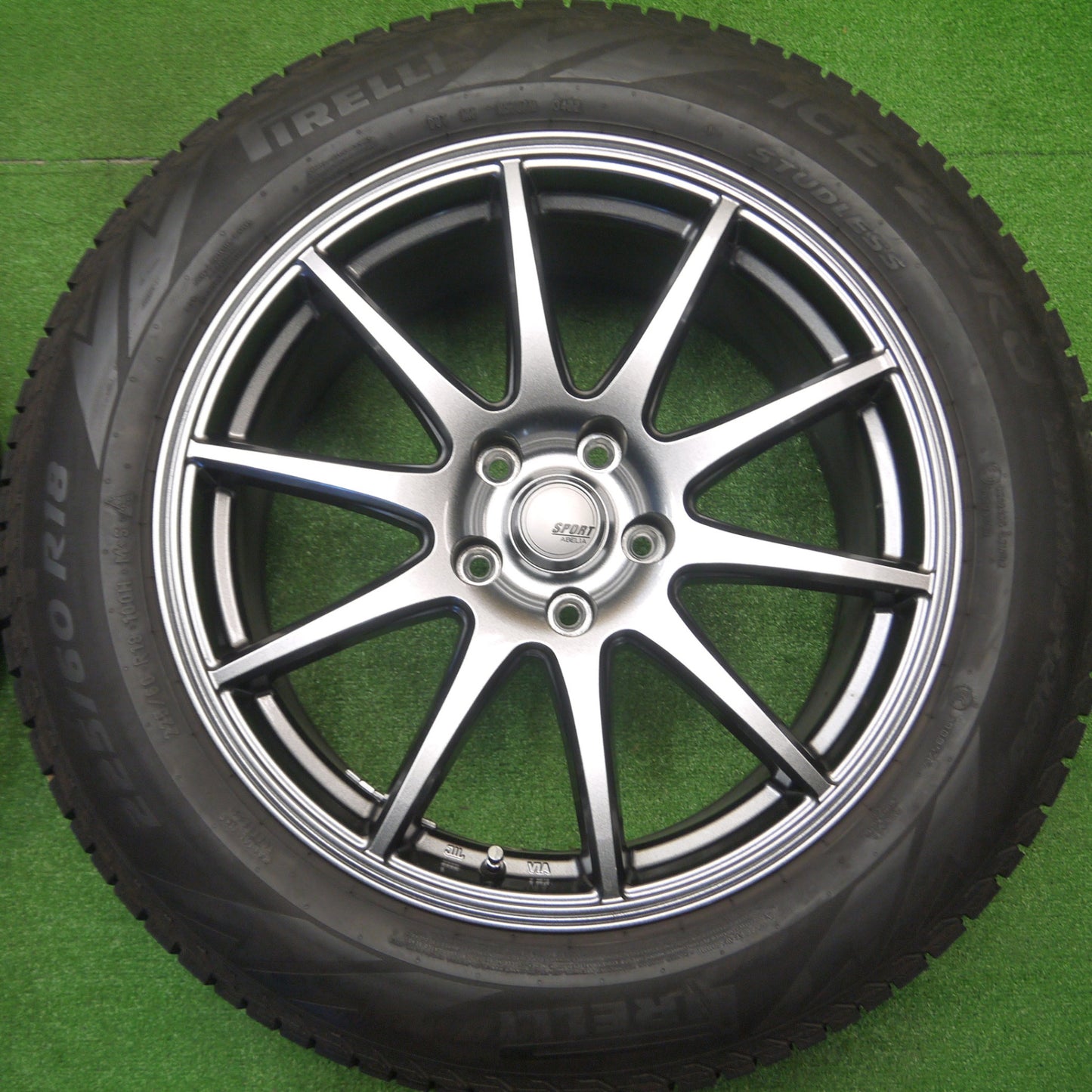 [送料無料] バリ溝!22年!キレイ！8.5分★スタッドレス 225/60R18 ピレリ アイスゼロ アシンメトリコ SPORT ABELIA スポルトアベリア 18インチ PCD114.3/5H★4100106Hス