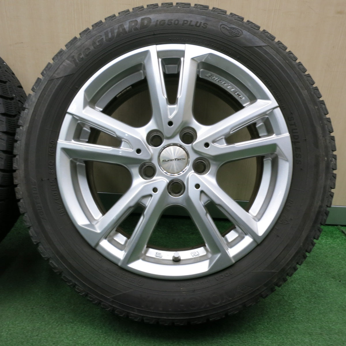 *送料無料* バリ溝！20年！キレイ！8.5分★スタッドレス 185/60R15 ヨコハマ アイスガード iG50 プラス EUROTECH ユーロテック 15インチ PCD100/5H★4042504NJス