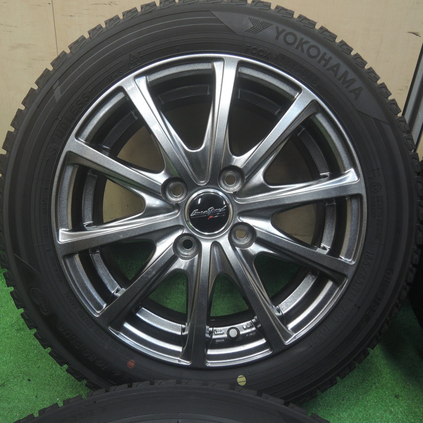 *送料無料* バリ溝！キレイ！ほぼ10分★スタッドレス 165/65R14 ヨコハマ アイスガード iG50 プラス EuroSpeed MANARAY SPORT PCD100/4H★4071604SYス