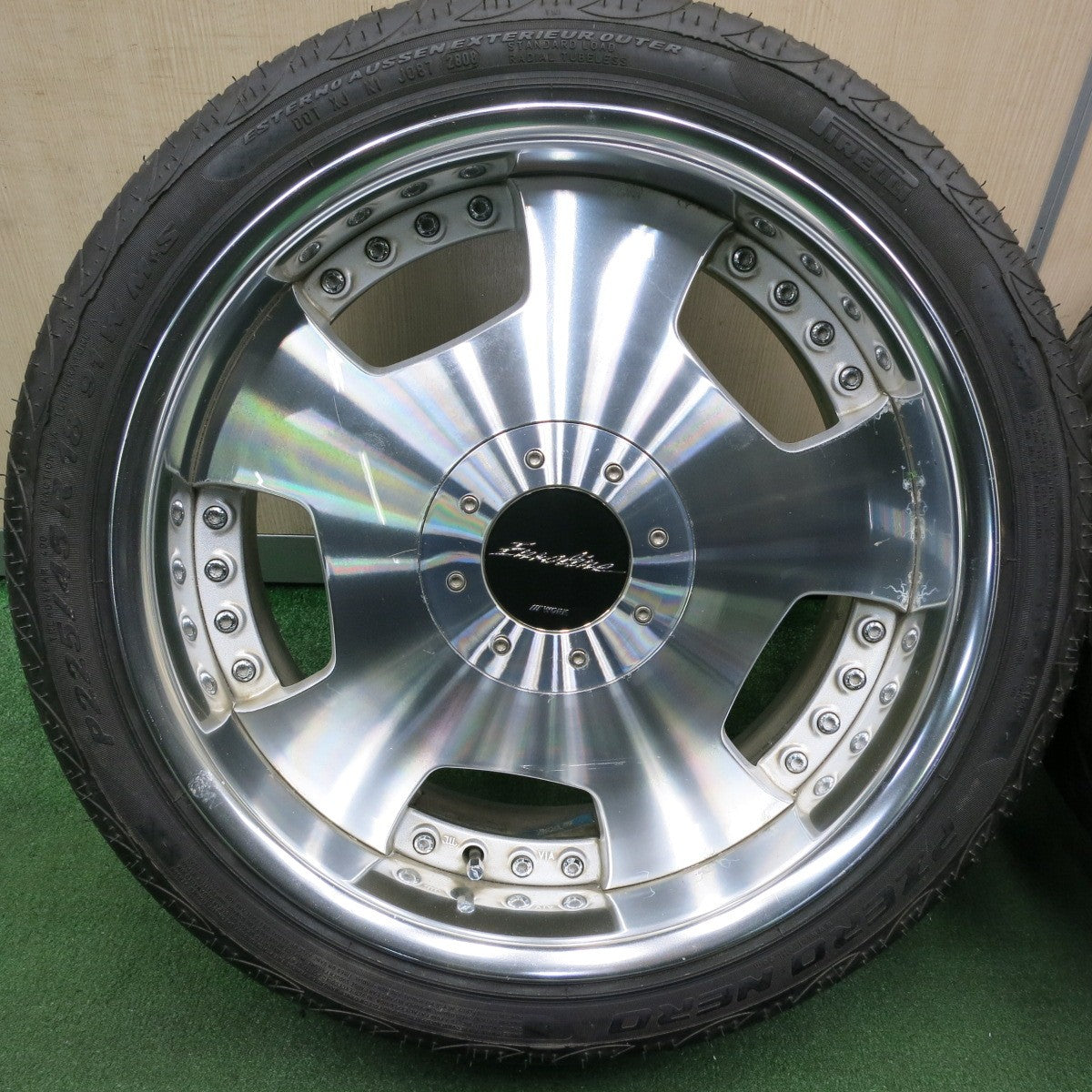 *送料無料* 4本価格★WORK Euroline 225/45R18 ピレリ PZERO NERO ワーク ユーロライン PCD114.3/4H 5H マルチ★4040303TNノ