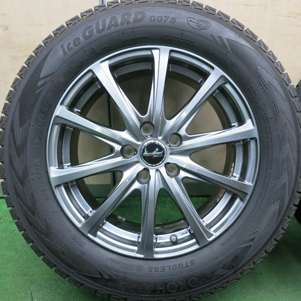 *送料無料* バリ溝！キレイ！9分★スタッドレス 225/65R17 ヨコハマ アイスガード G075 EuroSpeed MANARAY SPORT PCD114.3/5H★4061302HAス