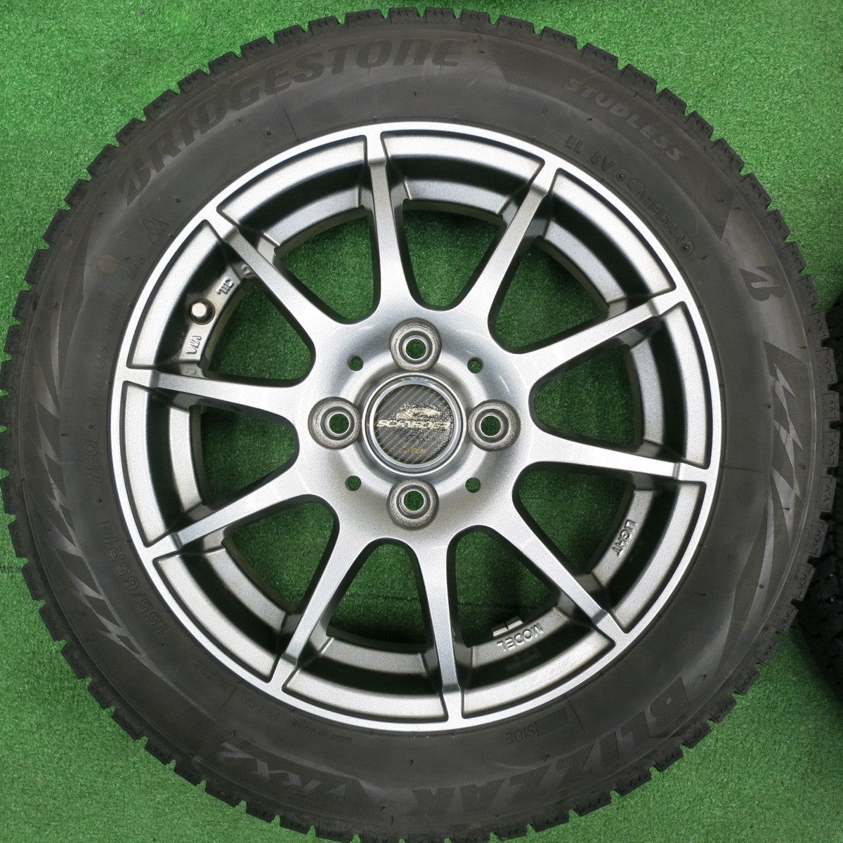 [送料無料] バリ溝！22年！キレイ！8.5分★スタッドレス 155/65R14 ブリヂストン ブリザック VRX2 SCHNEIDER シュナイダー 14インチ PCD100/4H★4120610TNス