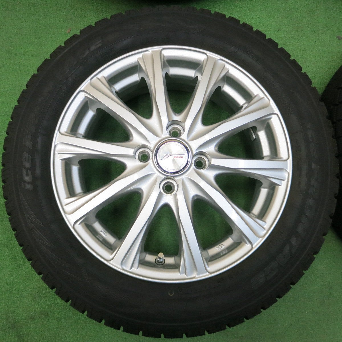 *送料無料* バリ溝！キレイ！ほぼ10分★スタッドレス 185/60R15 アイスフロンテージ JOKER ジョーカー 15インチ PCD100/4H★4031605イス