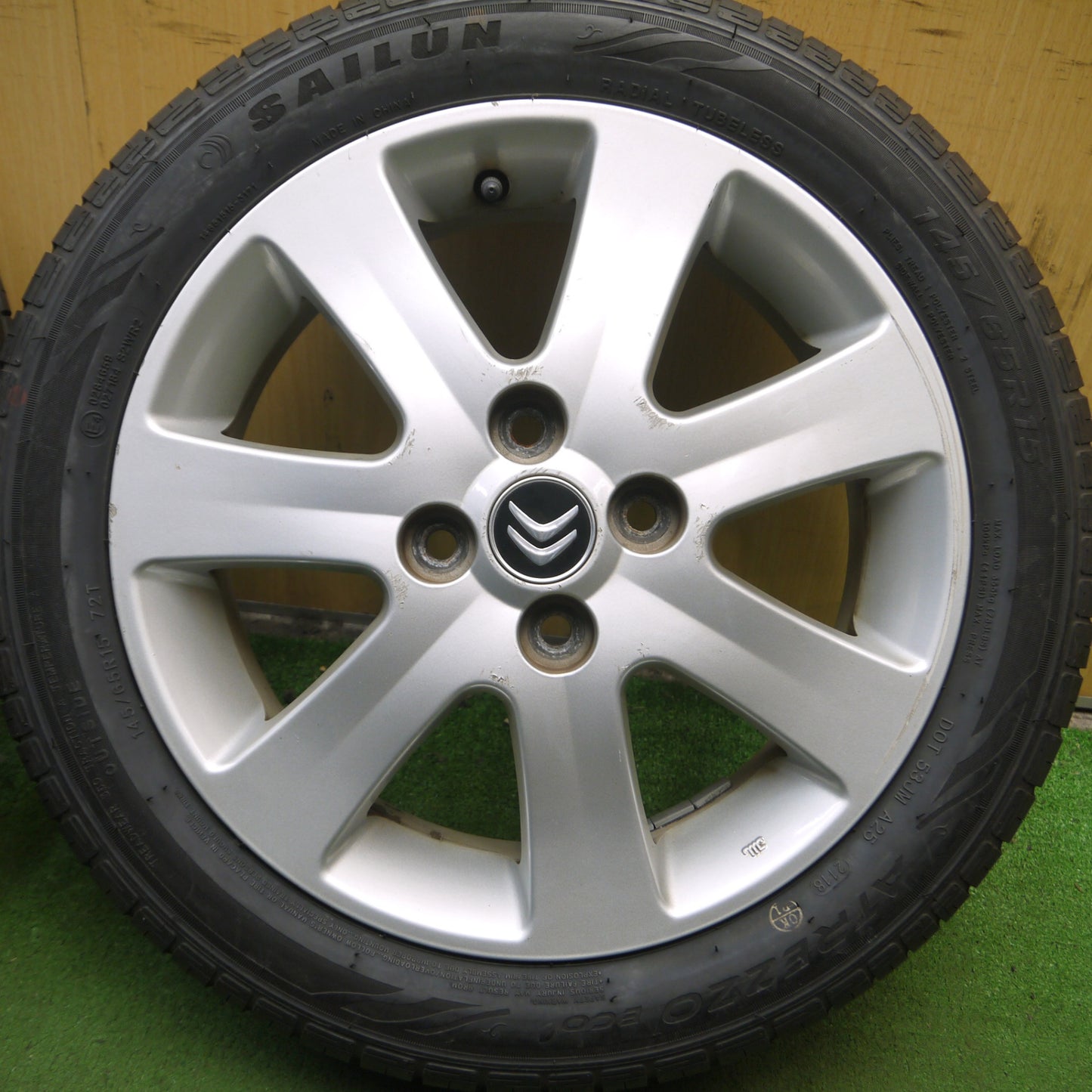 *送料無料* バリ溝！9.5分★三菱 アイミーブ i-MiEV 純正 145/65R15 175/55R15 サイルン ATREZZO ECO PCD100/4H シトロエン★4040802Hノ