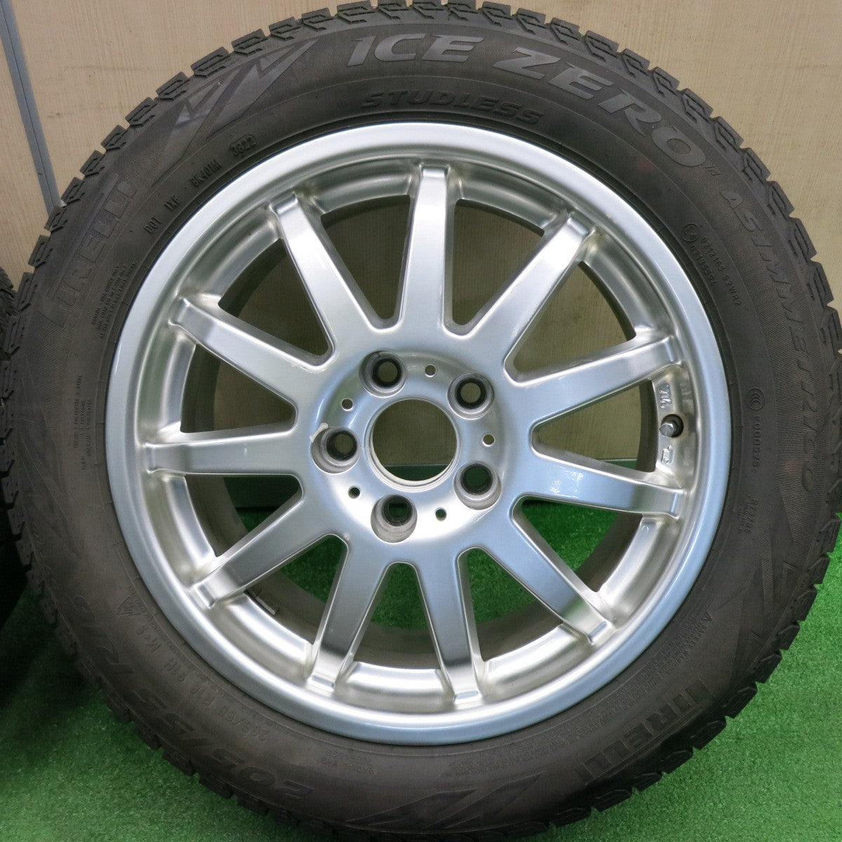 [送料無料] バリ溝！22年！8.5分★ボルボ 等 205/55R16 スタッドレス ピレリ ゼロ アシンメトリコ C-WORKS MS-1 16インチ PCD108/5H★4120613TNス