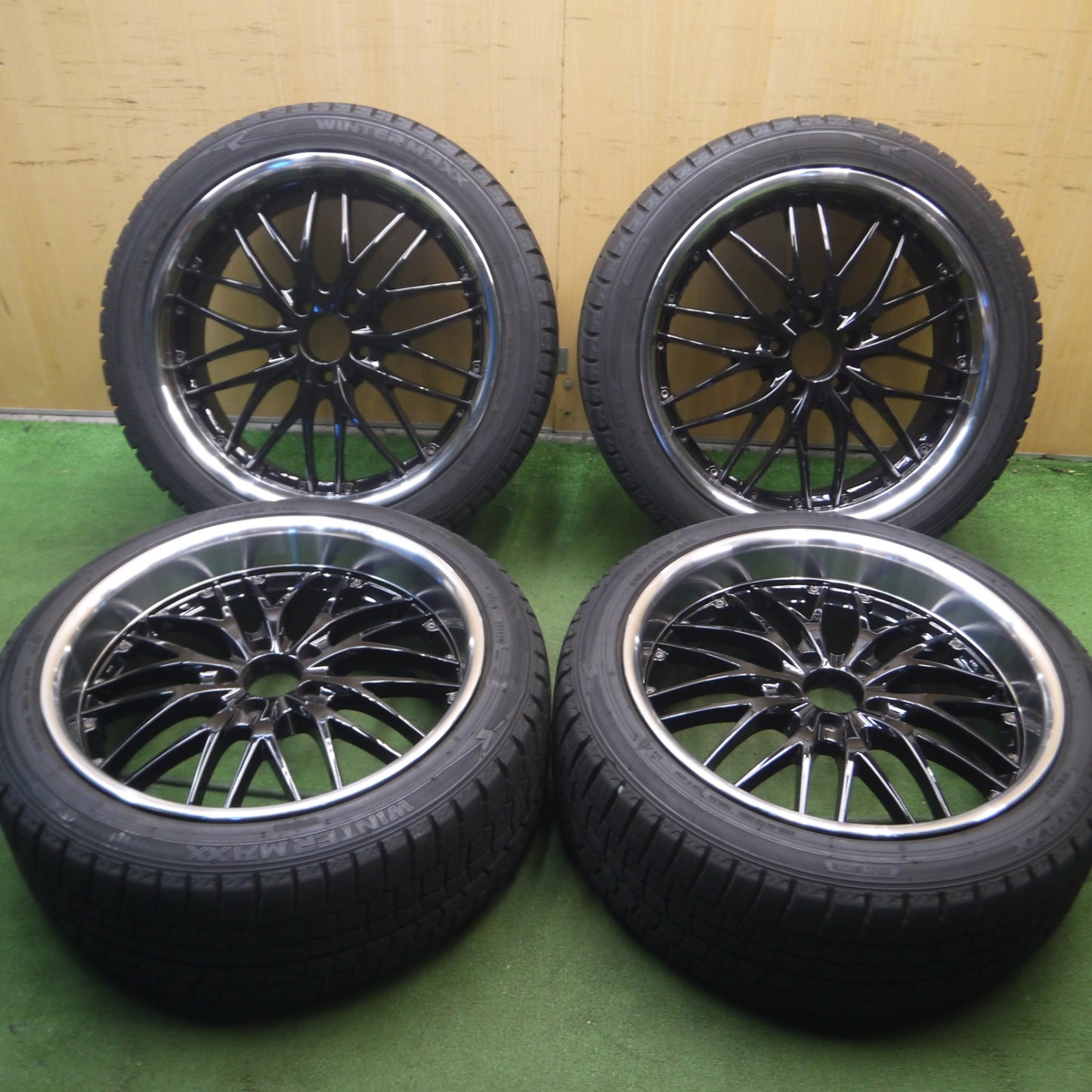 *送料無料* バリ溝！9.5分★ベンツ 等 245/40R19 スタッドレス ダンロップ ウインターマックス WM02 社外 アルミ 19インチ PCD112/5H★4073003Hス