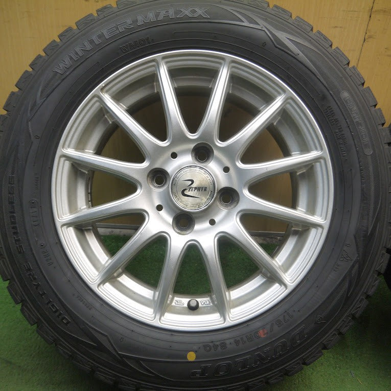 *送料無料* バリ溝！8.5分★スタッドレス 175/70R14 ダンロップ ウインターマックス WM01 ZEPHYR ゼファー 14インチ PCD100/4H★4020711Hス