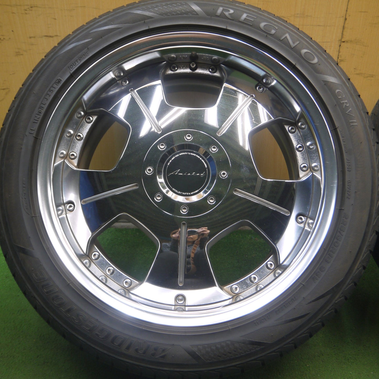 *送料無料* バリ溝！9分★Amistad Grace 225/50R18 ブリヂストン レグノ GRV2 アミスタット 18インチ PCD114.3/5H★4050110Hノ