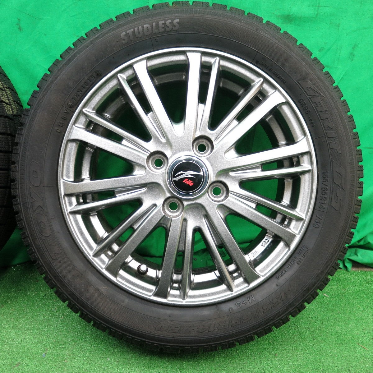 *送料無料* バリ溝！綺麗！ほぼ10分★スタッドレス 155/65R14 トーヨー ガリット G5 Fang ファング 14インチ PCD100/4H★4042408ナス