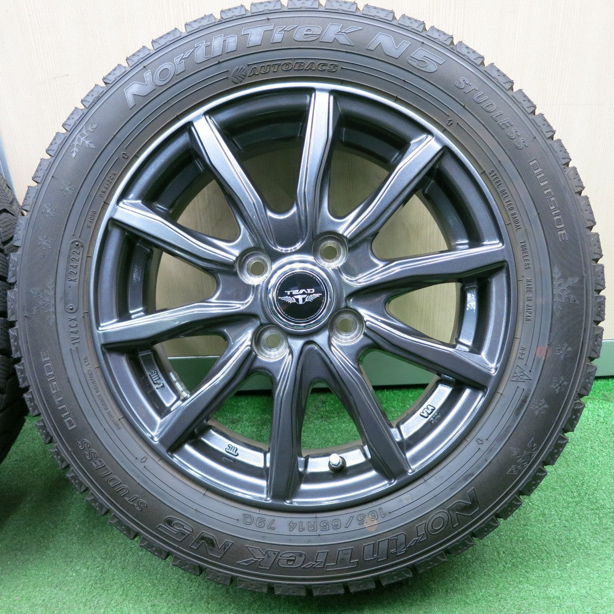 *送料無料* バリ溝！22年！キレイ！ほぼ10分★スタッドレス 165/65R14 オートバックス ノーストレック N5 TEAD テッド 14インチ PCD100/4H★4050903NJス