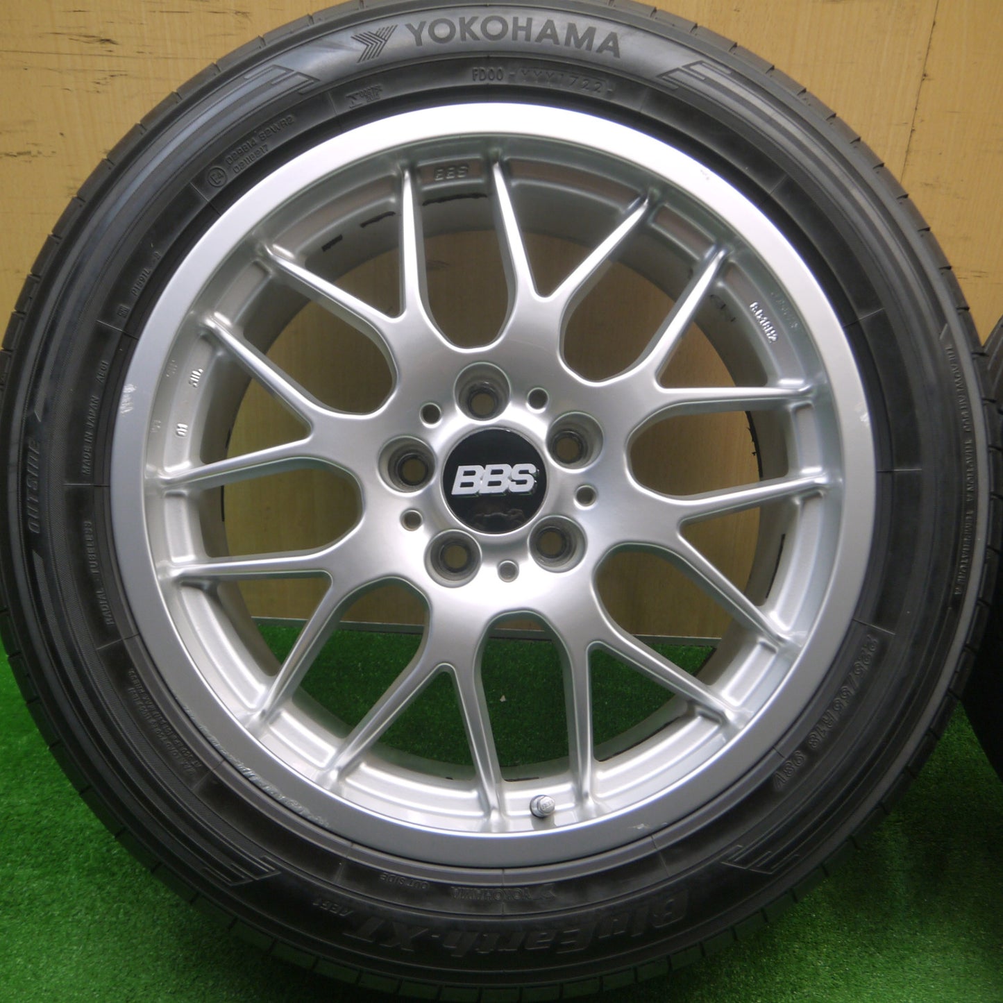 [送料無料] バリ溝！22年！キレイ！9分★BBS RX239 225/55R18 ヨコハマ BluEarth-XT AE61 ブルーアース 18インチ PCD114.3/5H★4100707Hノ