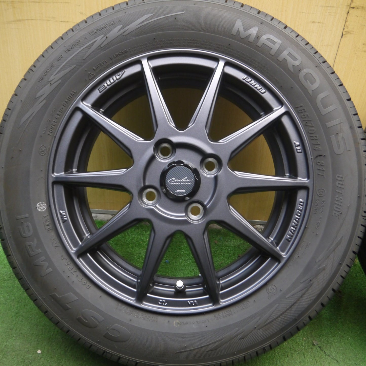 *送料無料* バリ溝！21年！キレイ！9.5分★Circlar AME ENKEI 165/70R14 マーキス CST MR61 サーキュラー エンケイ 14インチ PCD100/4H★4042206Hノ