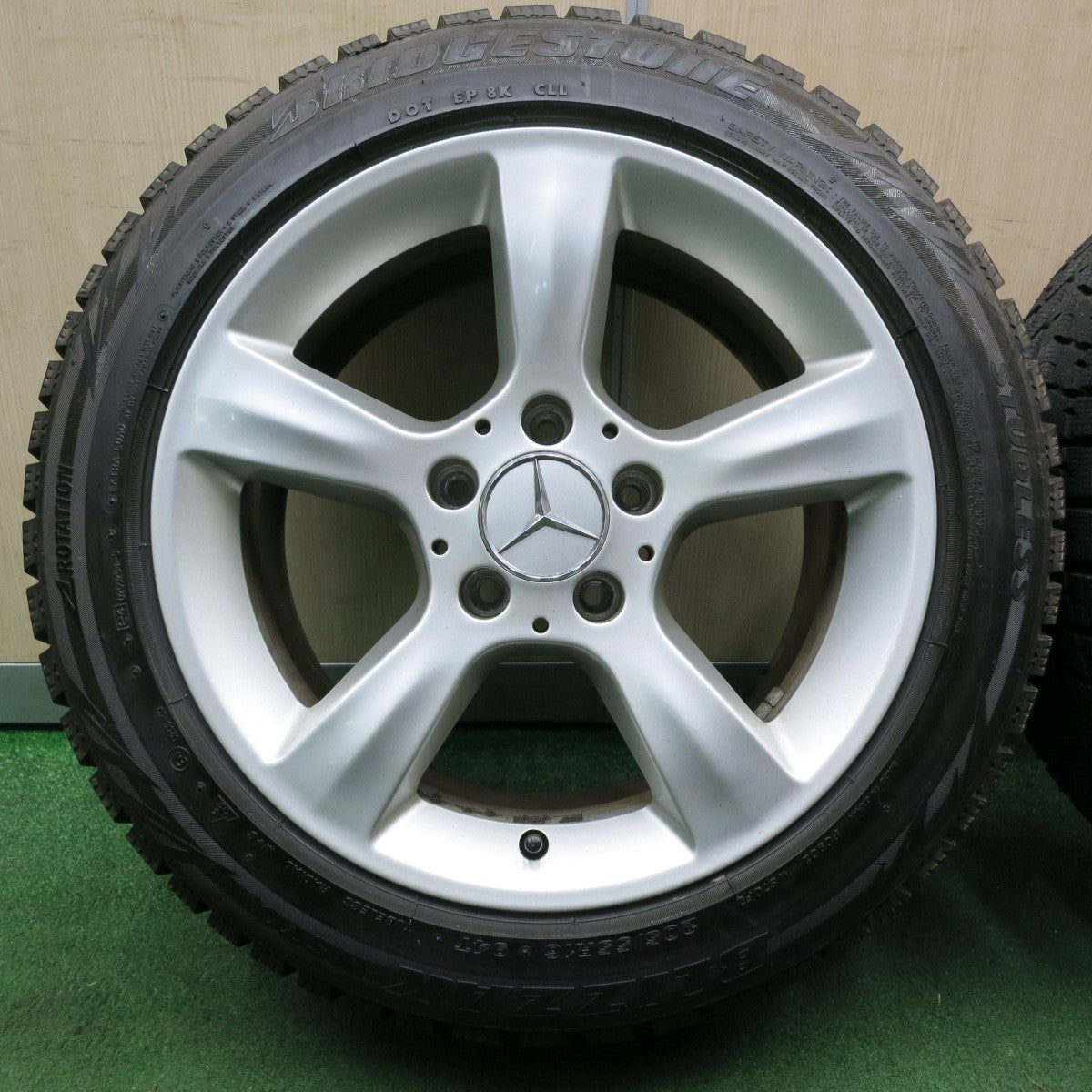 *送料無料* バリ溝！ほぼ10分★ベンツ W203 Cクラス 純正 205/55R16 スタッドレス ブリヂストン ブリザック WS70 PCD112/5H★4040308NJス