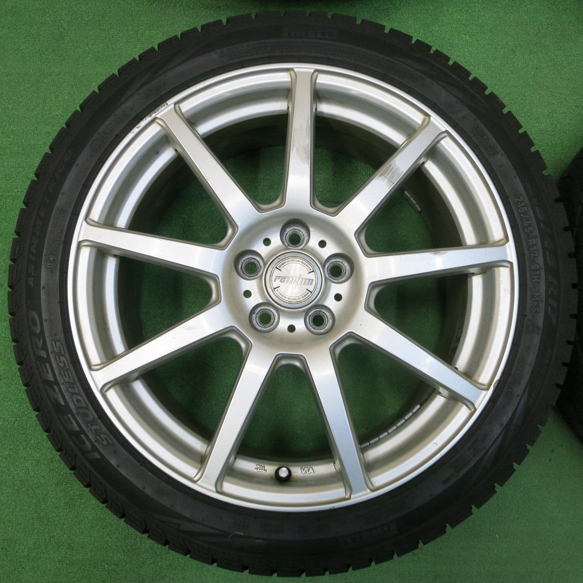 *送料無料* 超バリ溝！22年！9.5分以上★プリウス等 215/45R17 スタッドレス ピレリ アイスゼロ アシンメトリコ ravrion ラブリオン PCD100/5H★4031502イス