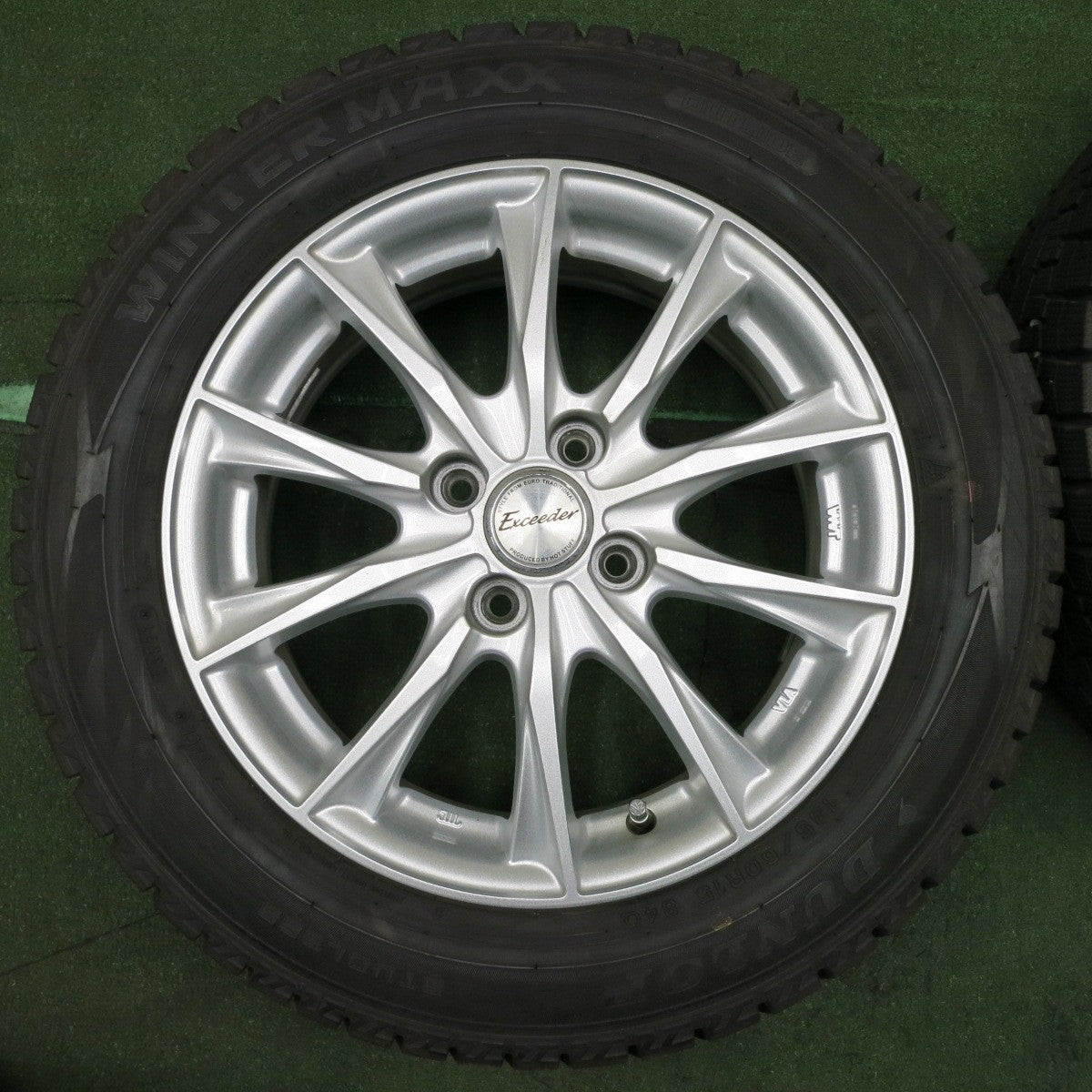 *送料無料* バリ溝！21年！キレイ！9.5分★スタッドレス 185/60R15 ダンロップ ウインターマックス WM02 Exceeder エクシーダー PCD100/4H★4051802NJス